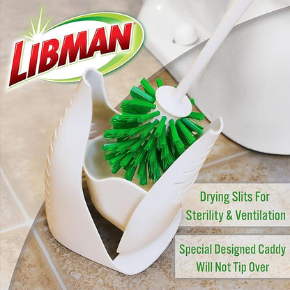 Tribello LIBMAN Toilet Brush and Holder Set with Toilet Bowl Cleaner - Bathroom Cleaner Set - Bathroom Cleaning Supplies - Includes: Bowl Brush, Fast Drying Caddy, 32 fl. oz. Stain Remover Soap