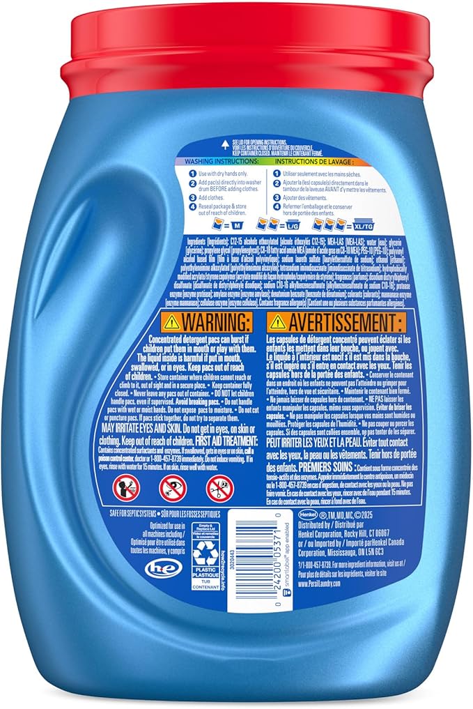 Persil Ultra Pacs Advanced Clean Oxi+Odor Power Laundry Detergent, 57 count