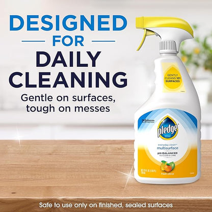 Pledge pH-Balanced Multisurface Cleaner Spray for Everyday Care, Fresh Citrus Scent, 25oz