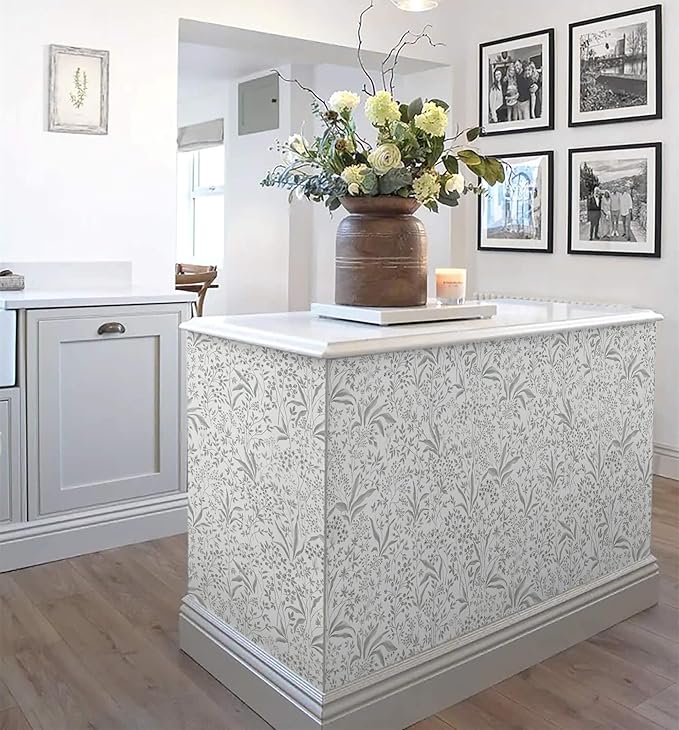 Heroad Peel and Stick Wallpaper Boho Floral Contact Paper 17.3''x78.7'' Leaf Wall Paper Removable Self Adehsive Wallpaper for Cabinets Drawers Bedroom Kitchen Bathroom Waterproof Decor Vinyl Roll