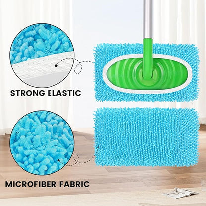 6Pcs Reusable Microfiber Mop Pads Compatible with Sweeper Mop, Replacement Wet Mopping pad Refills & Washable Dry Sweeping Cloths for Surface/Hardwood Floor Cleaning (Blue)