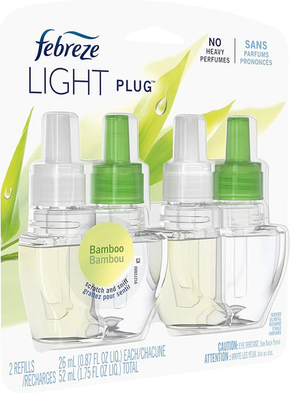 Febreze LIGHT Fade Defy PLUG Air Freshener, Bamboo, (2) .87 fl. oz. Oil Refill