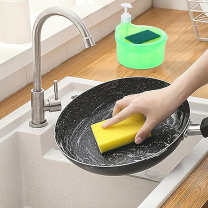 Kitchen Soap Dispenser - 2 in 1 Dish Soap and Sponge Holder, Sink Liquid Soap Pump Organizer | Dishwashing Soap Dispenser with Sponge caddyy, Refillable Soap Pump Dispenser for Kitchen Cleaning