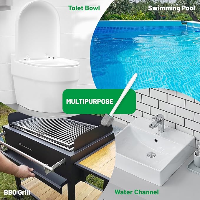 Pumice Stone Toilet Bowl Cleaner,Bathroom Cleaner Brush Toilet Wand Refills with 30CM Long Handle for Remove Hard Water Stains with 1 Wand+ Pumice Stones (10 Pack Stone)