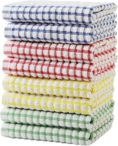 Oeleky Dish Towels for Kitchen 15x26 Inches, Pack of 8 Cotton Kitchen Towels for Drying Dishes (Multi, 15x26 inches)