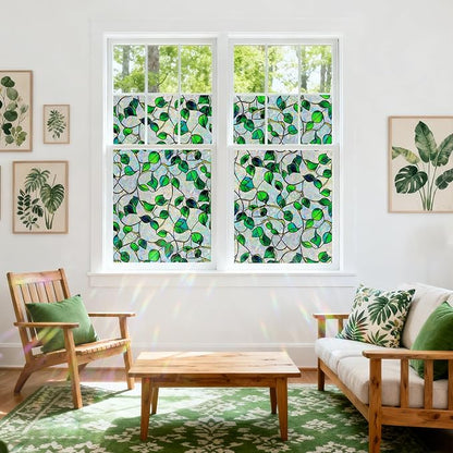 Rainbow Window Privacy Film,Heat Control,UV Blocking,Anti-Glare,Day & Night Privacy Protection & Decoration for Home, Bathroom,Glass Door,Static Cling,Renter-Friendly with Installation Tools