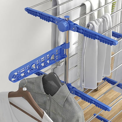 HOMCOM Folding Clothes Airer with Side Wings for Indoor and Outdoor Use 142 x 55 x 172 cm 4 Levels Blue