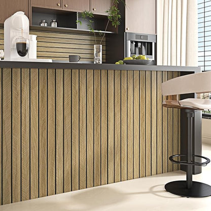 Wallercity Thick Brown Slats Wood Grain Wall Panels 11.7''x118'' Peel and Stick Sound Absorption 3D Wood Panels Vinyl Self Adhesive Waterproof Flexible Wooden Fence for Bedroom Living Room Wall Decor