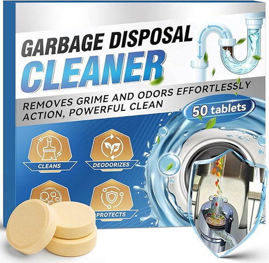 Yeardera Garbage Disposal Cleaner and Deodorizer Tablets - 50 Count (1-Year Supply), Powerful Foaming Sink Cleaner, Quickly Eliminates Odors (49, Tablet)
