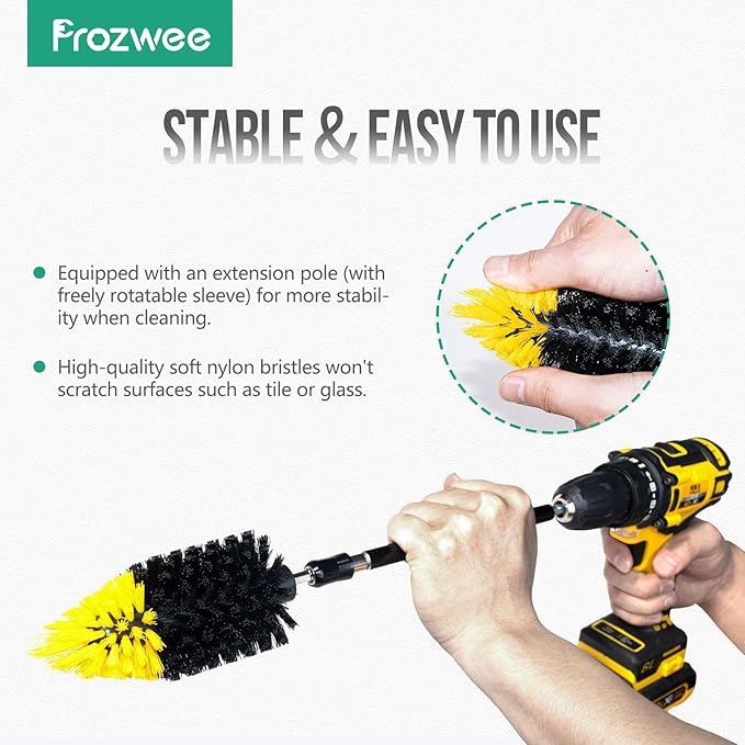 2PACK Tile Corner Drill Brush,Upgraded Powerful Scrubber Brush Made to Tackle Corner Stains,Cleaning Corner of Grout, Tiles, Sinks, Bathtub, Bathroom, Kitchen