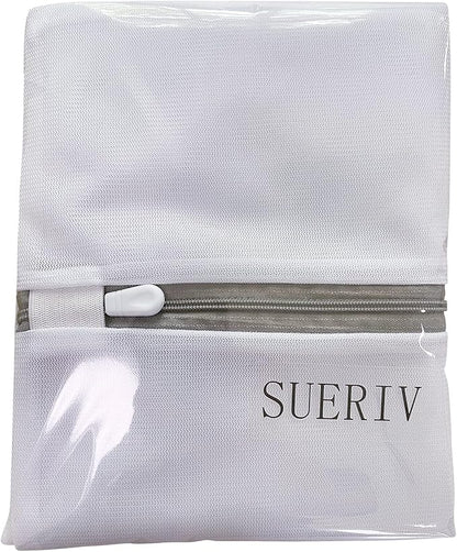 SUERIV Laundry Mesh Bag-Heavy Duty Fine Mesh Wash Bag for Washing Machine-Supper Zipper Net Laundry Bag for Travel,Lingerie,Sweater,Garment,Undergarment （1M+2L）