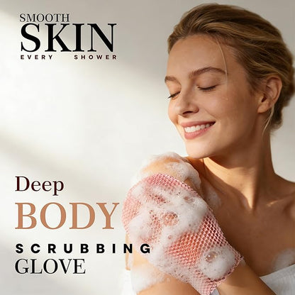 Bath Mitt - Exfoliating Glove, Honeycomb Body Scrubber,Massage Body Scrub Gloves for Home Spa,Mitt Sponges for Cleaning Body,Deep and Gentle,Fast foaming (Pink(Softer,Small Size,) New Version)