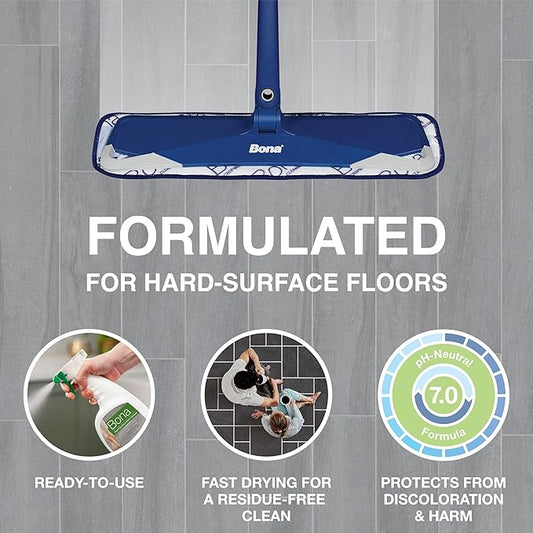 Bona Multi-Surface Floor Cleaner Spray - 32 fl oz - Unscented - Refillable - Residue-Free Floor Cleaning Solution for Stone, Tile, Laminate, and Vinyl Floors