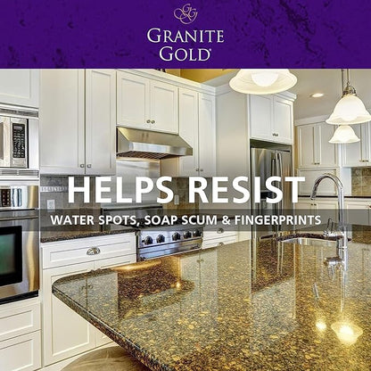 Granite Gold Polish Spray, Streak-Free Shine for Granite, Quartz, Marble, Travertine, Natural Stone Countertops, 64 Fluid Ounces and 24 Fluid Ounces