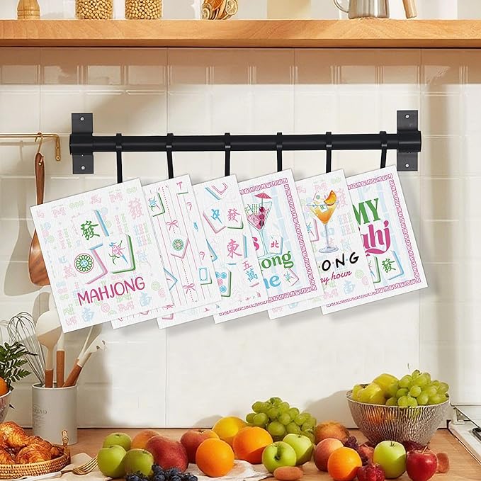 Mahjong Swedish Dishcloths for Kitchen, 6 Pack Mah Jongg Cocktail Swedish Dish Cloths for Washing Dishes, Reusable Washable Absorbent Dish Towels for Home Kitchen Cleaning Quick Drying