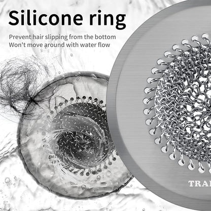 Shower Drain Hair Catcher, Fast Drainage Bathtub Drain Hair Catcher, Easy Clean Hair Catcher Shower Drain, Upgraded 304 Stainless Steel Shower Drain Cover for Bath Regular & Pop-up Drain (Light Gray)