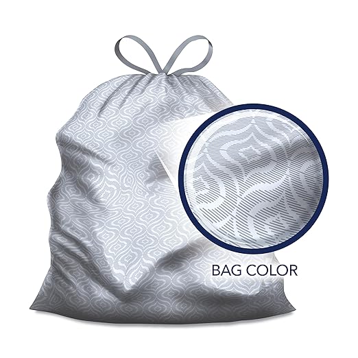 Color Scents Tall Kitchen Trash Bags -13 Gallon, 160 Total Bags (8 Packs of 20 Count), Drawstring - Silver bag in Simply Clean Scent with Microban