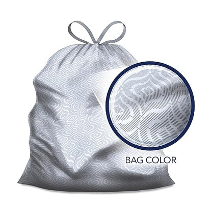 Color Scents Tall Kitchen Trash Bags -13 Gallon, 160 Total Bags (8 Packs of 20 Count), Drawstring - Silver bag in Simply Clean Scent with Microban