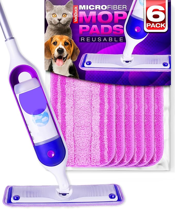 VanDuck Reusable Mop Pads for Swiffer PowerMop (6 Pack) - Microfiber Mop Refill for Wet Mopping Cloths - Washable Pads Compatible with Multi-Surface Floor Cleaning