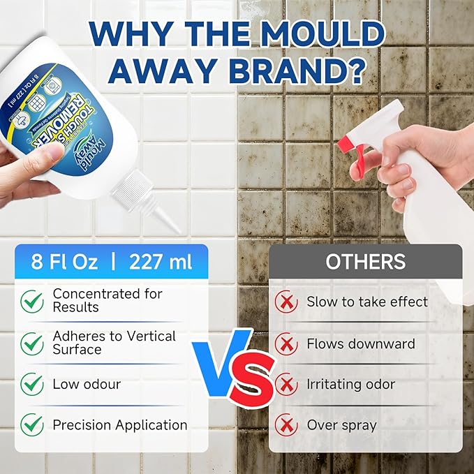 Tough Stain Remover Gel - Washing Machine Cleaner for Front Load Washer Seals, Bathroom Showers & Tile Grouts, Thick No-Drip Formula, Non-Toxic, 8 fl oz (Pack of 1)