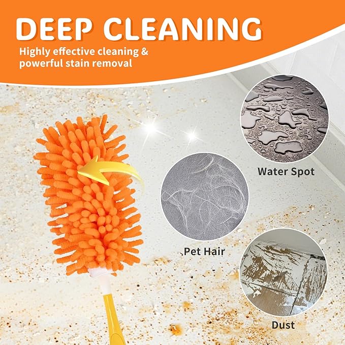 Reusable Duster Pads Compatible with Swiffer Duster, Washable 360 Dusters Heavy Duty Refills, Microfiber Dusters Refills for Swiffer 3ft 6ft Extended Handle, 2 Pack (Handle is Not Included)