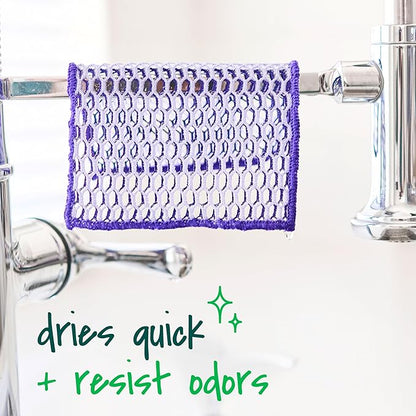 Scotch-Brite® Stay Clean Scrubbing Dish Cloths, Reusable and Long-Lasting Mesh Dish Rags That Dry Fast to Resist Odors, Scratch-Free Scrubber Wipes That are Safe on All Surfaces, 2 Dish Towels