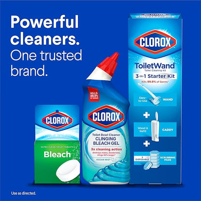 Clorox Toilet Bowl Cleaner Clinging Bleach Gel, Ocean Mist, 24 Fluid Ounces (Package May Vary)