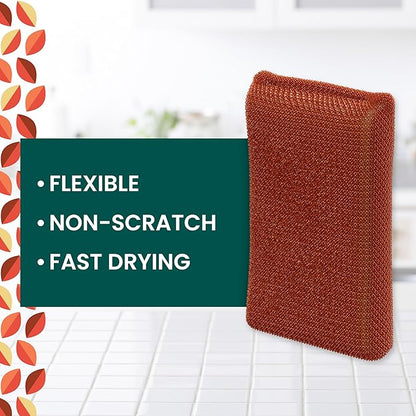 Scotch-Brite Harvest Dobie Scrubbing Pads, Non-Scratch Kitchen Sponge for Cleaning Dishes, Appliances, and Bathrooms, Copper Acorn Dish Sponge That Dries Fast, 2-Pack