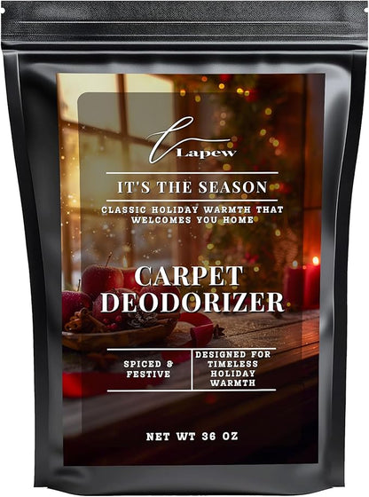 Lapew It's The Season Carpet Deodorizer Powder - Pet Safe Freshener for Vacuuming | Scented Odor Eliminator for Home | 36 oz
