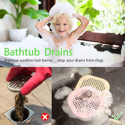 2 Pack Drain Hair Catcher Silicone Drain Protector Hair Stopper with Suction Cup for Shower Kitchen Bathroom Rose Red Set of 2