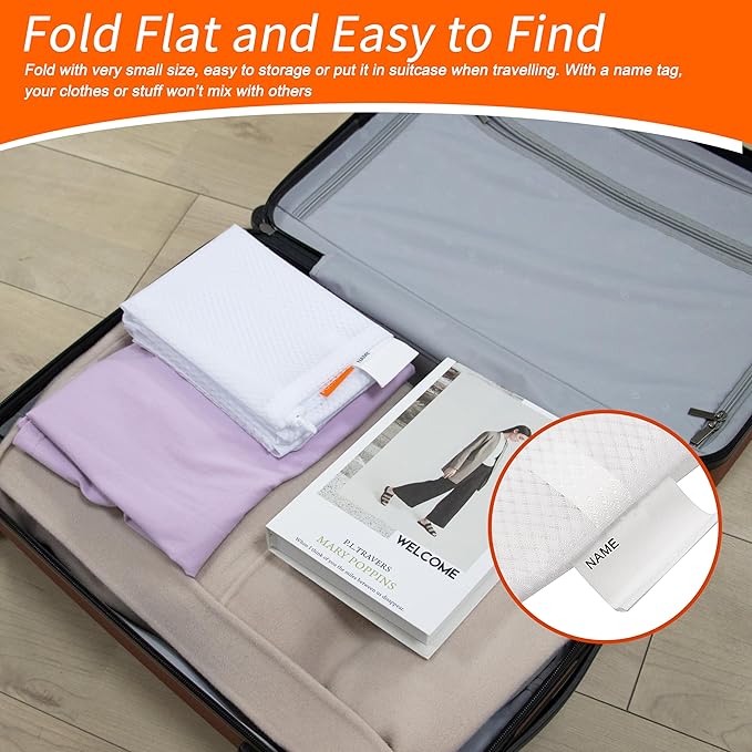 Polecasa 24 x 36 inches Extra Heavy Duty Large Mesh Laundry Bags with Drawstring Closure & ID Tag, Storage Bag for College, Travel, Sports, Dorms, White