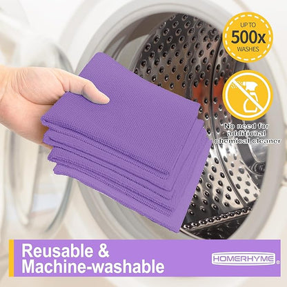 HOMERHYME Microfiber Cleaning Cloth, 12 Pack Purple Cleaning Rags,12" X 11" Lint Free Dish Towels Wash Cloths, Reusable Microfiber Towels for Home and Kitchen Bathroom Apartment Cleaning Supplies
