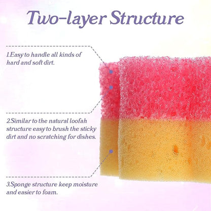 4 Colorful Scrub Sponge Dual-Sided Dish Sponges for Scrubbing Non-Scratch Cleaning Sponges Temperature Controlled Kitchen Sponge Multi Functional Cleaning Tools for Kitchen Bathroom Floor