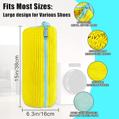 Shoe Washing Machine Bag, 2 Pack – Laundry Shoe Bag for Dryer, Reusable, Fits All Shoe Types, 360° Deep Cleaning with Self-Locking Zipper, Wash Two Pairs at Once, Protects Shoes and Washing Machines