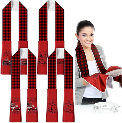 4 Pack Christmas Kitchen Towel Boa Scarf Dish Buffalo Plaid Decor 4 x 68 Inch for Holiday Cooking Baking Accessories