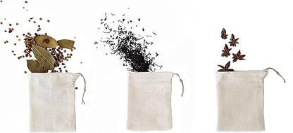 Cloth Reusable Tea Bag and Bulk Spice Bag - Made in Canada of Hemp and Organic Cotton - Zero Waste, Eco-Friendly, Natural Loose Leaf Tea Infuser