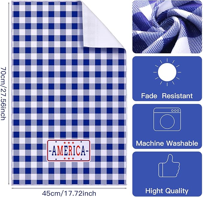 Zubebe 6 Pieces 4th of July Kitchen Dish Towel American Flag 18 x 28 Inch Hand Towel Patriotic Star Stripe Decorative Dishcloth White Blue Red Dish Towels for Memorial Independence Day