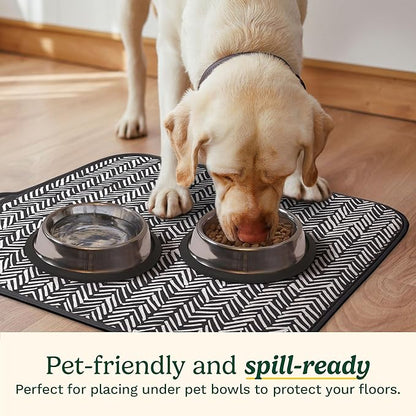 Cuisinart Dish Drying Mats for Kitchen Counter - (2) 16" x 18" Ultra Absorbent Kitchen Dish Drying Mat - Mesh Backing, Foldable, Machine Washable, Fast Drying Dish Mat (Dashed Lines)