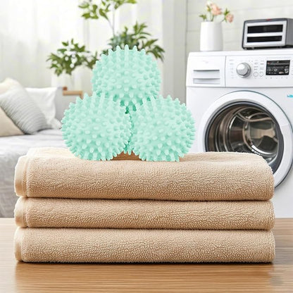 6 Pack Laundry Balls for Dryer, Dryer Balls Laundry Reusable, Dryer Ball Plastic Pellet Packs for Fabric Soften, Reduce Wrinkle and Less Static Cling-Green