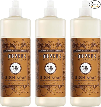 Mrs. MEYER'S Liquid Dish Soap, Acorn Spice, 16 OZ (Pack - 3)