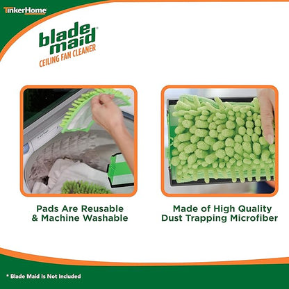 Blade Maid Replacement Microfiber Pads | Reusable, Machine Washable Pads for Blade Maid Ceiling Fan Cleaner with Extendable Pole for High Ceilings, Corner Cleaning Tool | Size 4.9" x 7.7" (Pack of 2)