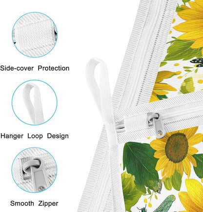 Mesh Laundry Bags Lingerie Bags for Washing Delicates 2 PCS Durable Wash Bag with Zipper Small and Medium Washable Cute Yellow Sunflowers and Dragonflies