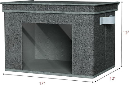 Univivi Foldable Fabric Storage Boxes Large Storage Bins with Lids [4-Pack] Collapsible Storage Cubes Organizer Containers Organization Baskets for Home, Bedroom, Closet (Black, 17”x 12” x 12”)