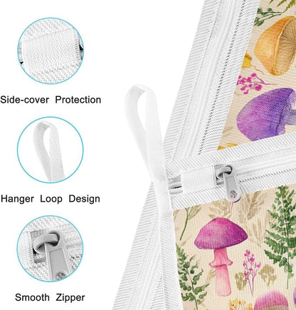 Mesh Laundry Bags Lingerie Bags for Washing Delicates 2 PCS Durable Wash Bag with Zipper Small and Medium Washable Mushroom Colorful Pattern