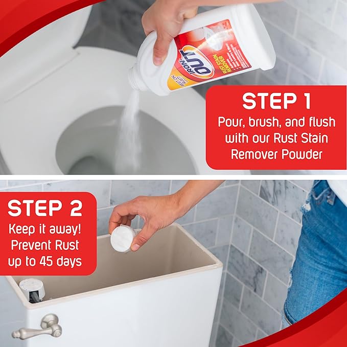 Iron OUT Automatic Toilet Bowl Cleaner Tablets, Helps Remove and Prevent Rust Stains with Every Flush, Lasts up to 45 Days, Made in the USA, 2 Tablets