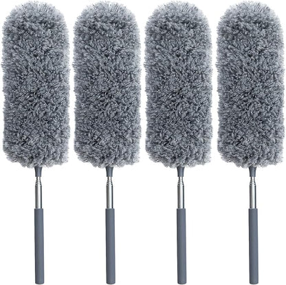 4 Pack Microfiber Duster for Cleaning, Washable Feather Dusters, Extendable Pole, Cleaning Tools for Office, Car, Window, Furniture, Ceiling Fan
