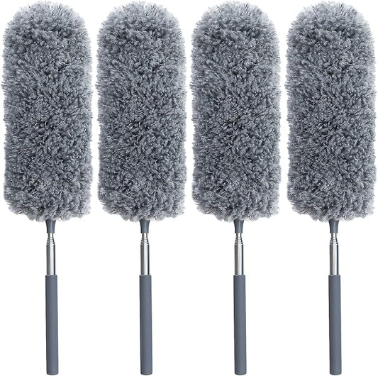 4 Pack Microfiber Duster for Cleaning, Washable Feather Dusters, Extendable Pole, Cleaning Tools for Office, Car, Window, Furniture, Ceiling Fan