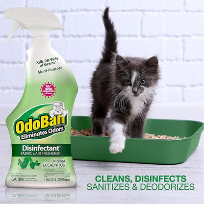 OdoBan Ready-to-Use Disinfectant and Odor Eliminator, 32 Ounce Spray Bottle, Original Eucalyptus Scent