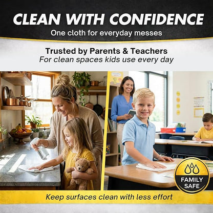 Microfiber Magic Streak Free Cleaning Cloth 3 Pack Clean Any Surface with Just Water Eco Friendly Environmentally Safe Perfect for Window, Mirror, Kitchen, Counters, Appliances, Car, Cycle, TV Screen