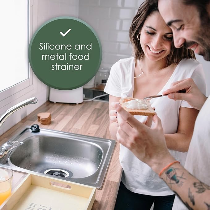 2-Piece Sink Strainers for Kitchen Sink Food Catcher - 3 in 1 Stainless Steel and Silicone Hair Drain Strainer Basket Stopper for Bathroom - Anti-Clogging Sink for US Standard 3-1/2 Inch Drains